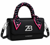 Zasberry® Noir Silk-Twist Top Handle Leather Handbag