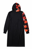 Zasberry Luxe Floral Colorblock Hooded Midi Dress