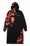 Zasberry Luxe Floral Colorblock Hooded Midi Dress