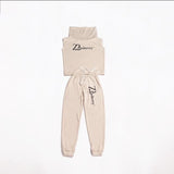 Zasberry Girls Beige Turtleneck Crop Top &amp; Jogger Set – Cozy Two-Piece Lounge Outfit