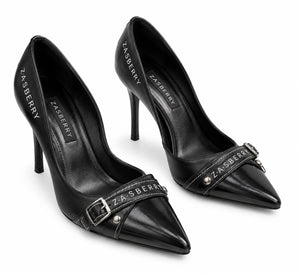 Zasberry® Noir Signature Buckle Stiletto Pumps