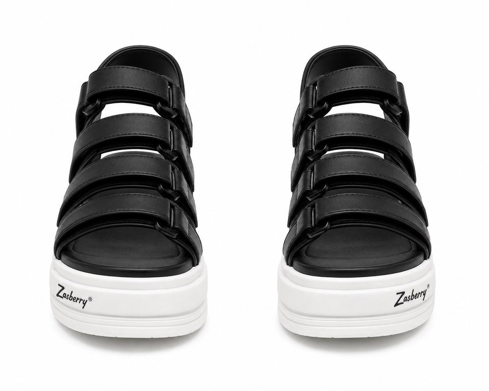 Zasberry Elevé Black Platform Sandals
