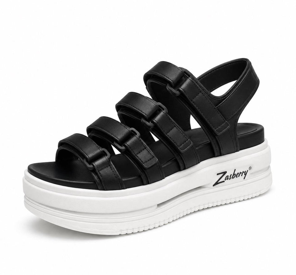 Zasberry Elevé Black Platform Sandals