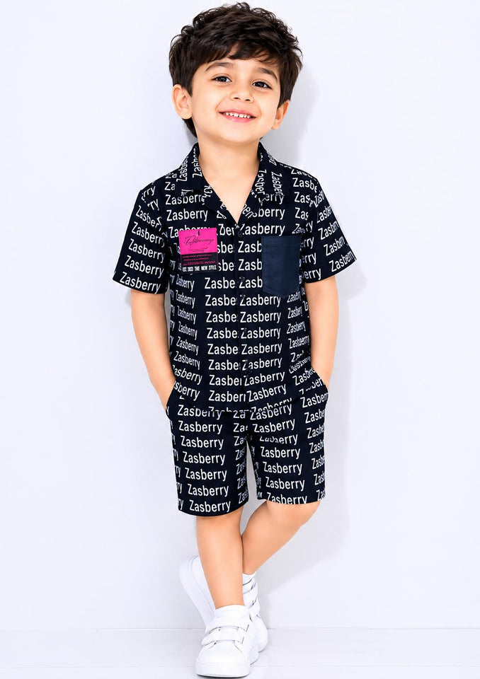 Zasberry Signature Kids Monogram Denim Short Set