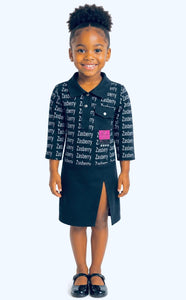 Zasberry Signature Kids Denim-Inspired Dress – Black Edition