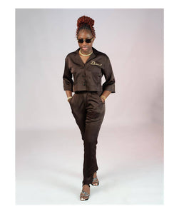Zasberry Brown Ladies Blazers Two/Piece Set