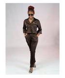 Zasberry Brown Ladies Blazers Two/Piece Set