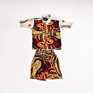 Zasberry Baby Boys Retro Swirl Print Shirt &amp; Shorts Set – Vibrant Two-Piece Outfit