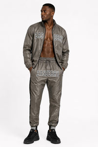 Zasberry Titanium Grey Luxe Tracksuit – Premium Designer Nylon Two-Piece Set