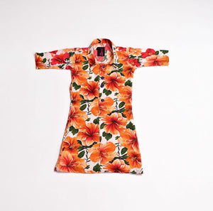 Zasberry Baby Girl Tropical Blossom Shirt Dress-Orange Floral Summer Outfit