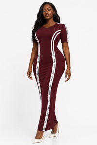 Zasberry Signature Sculpt Luxe Maxi Dress – Burgundy Wine