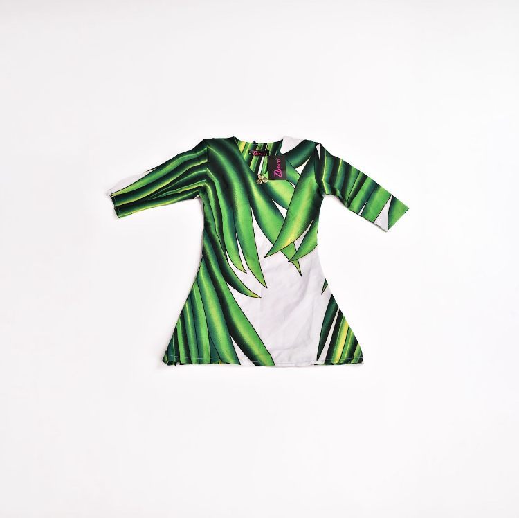 Zasberry Baby Girl Green Tropical Leaf Dress – Stylish Long Sleeve Summer Dress