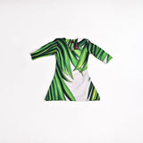 Zasberry Baby Girl Green Tropical Leaf Dress – Stylish Long Sleeve Summer Dress
