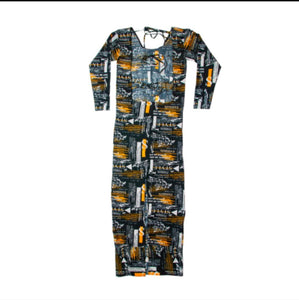 Zasberry- Vintage open back three line ladies dress