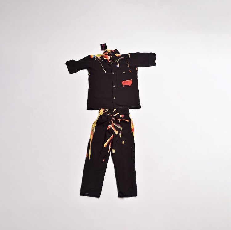 Zasberry Baby Boys Black Abstract Print Shirt &amp; Pants Set – Stylish Two-Piece Outfit