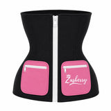 Zasberry® Premium Zip-Up Waist Trainer with Dual Storage Pockets – Black &amp; Pink